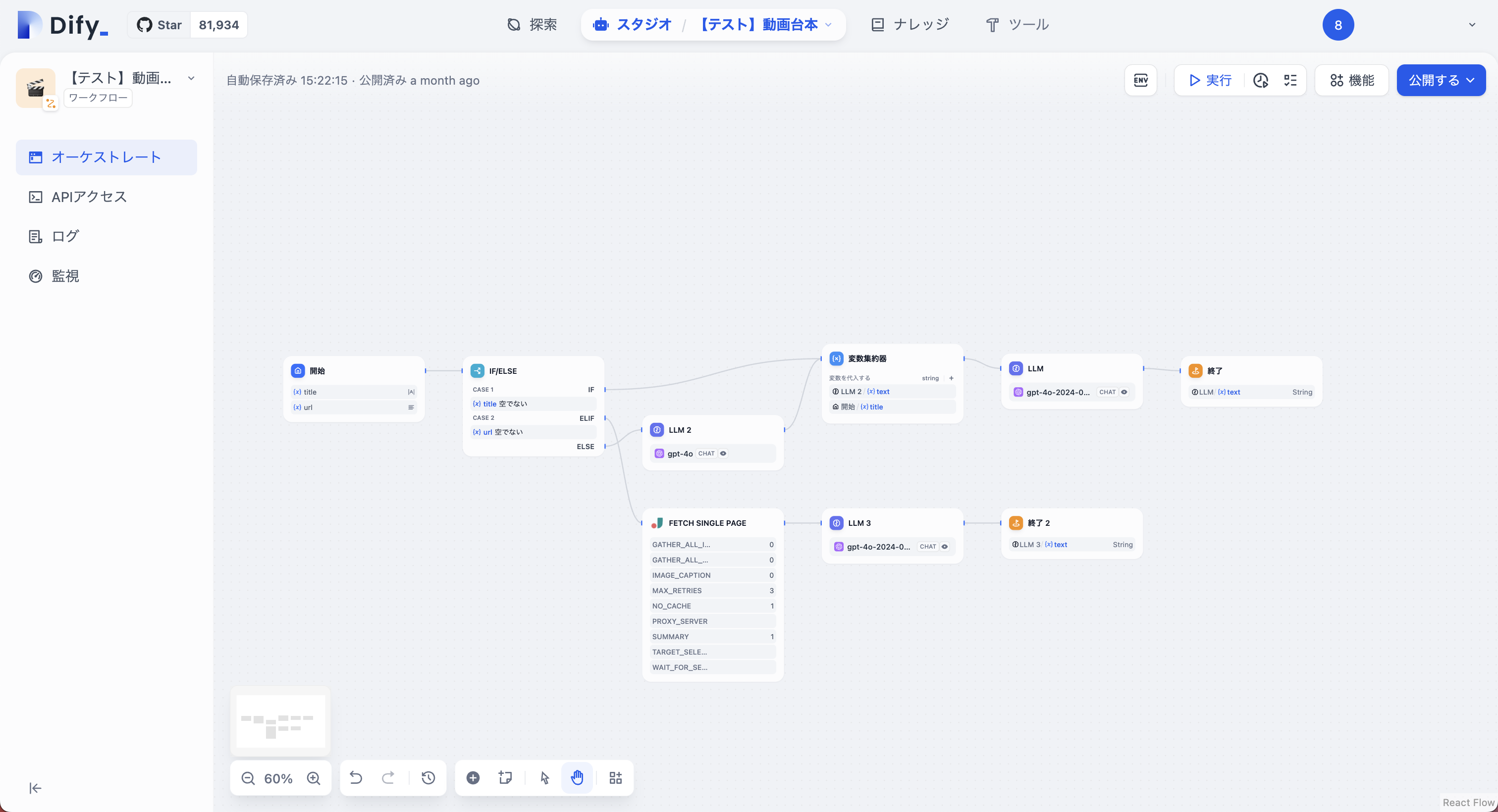 Difyワークフロー